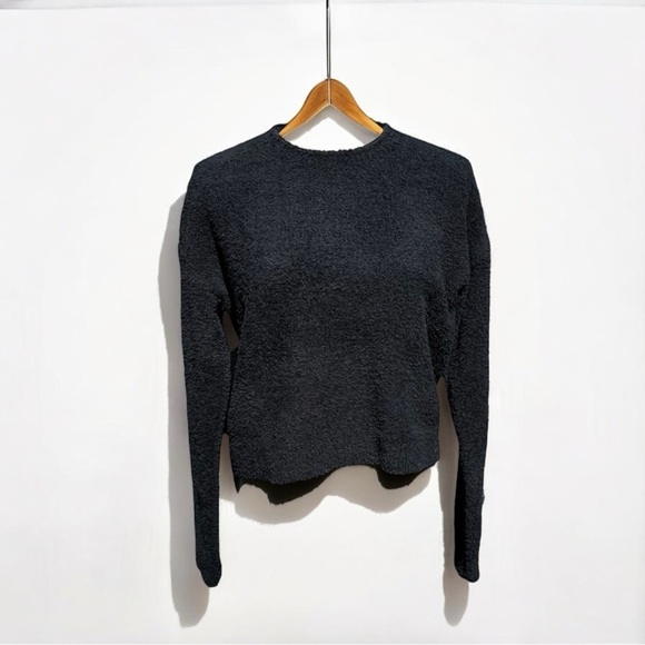 🌻NEW Sundown By Splendid Black Fuzzy Fleece Long Sleeve Pullover Size Small - Picture 3 of 9